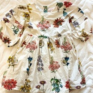 Pink Chicken White and Green Floral Dress